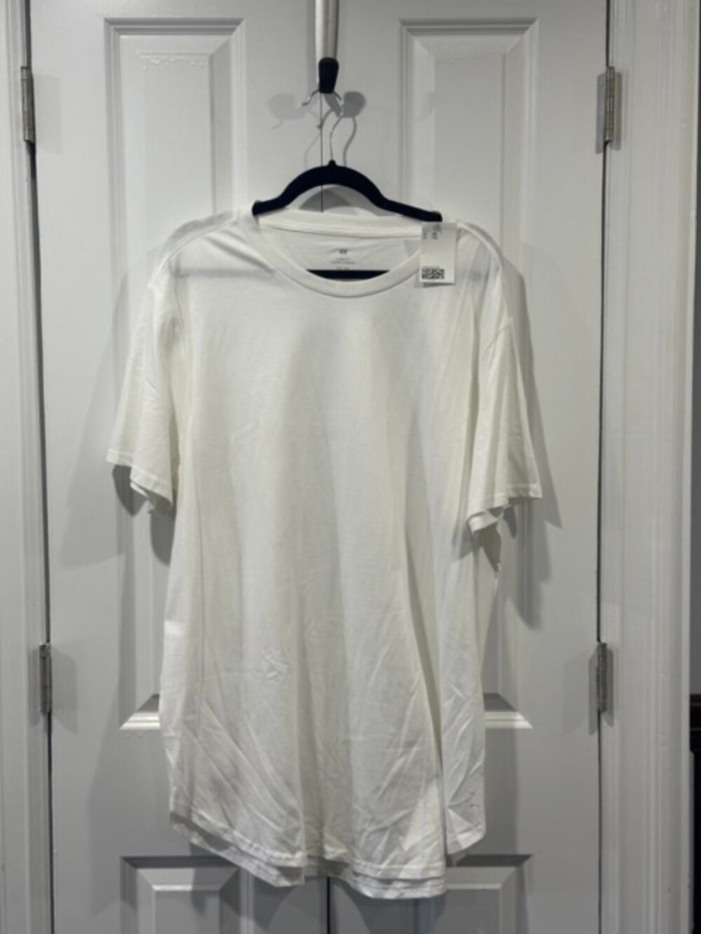 H&M Long Fit Crew Neck T-Shirt White XXL NWT Basic Essential Tee